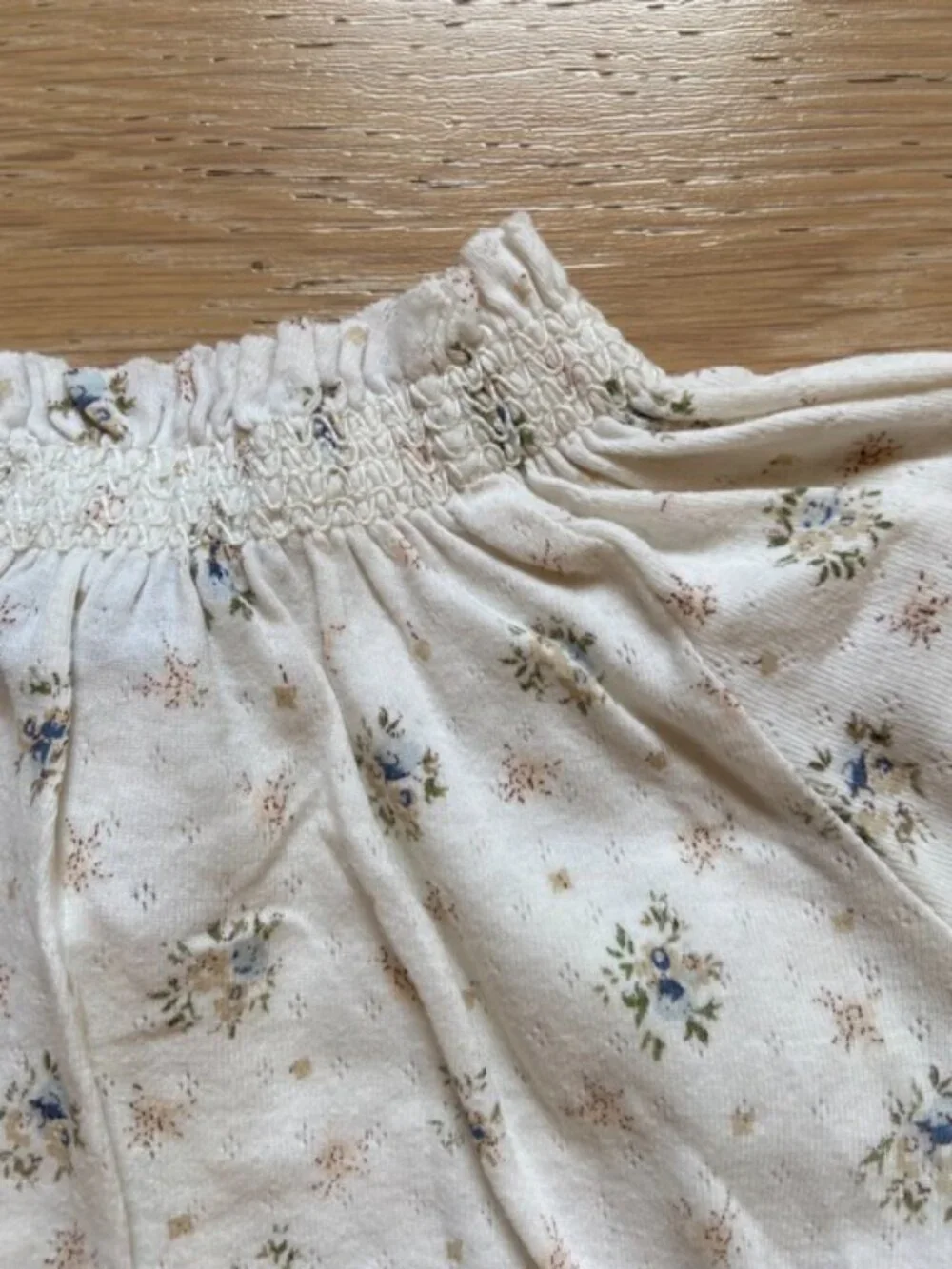 Ralph Lauren size 18-month baby blouse, cream floral pattern, smoking details